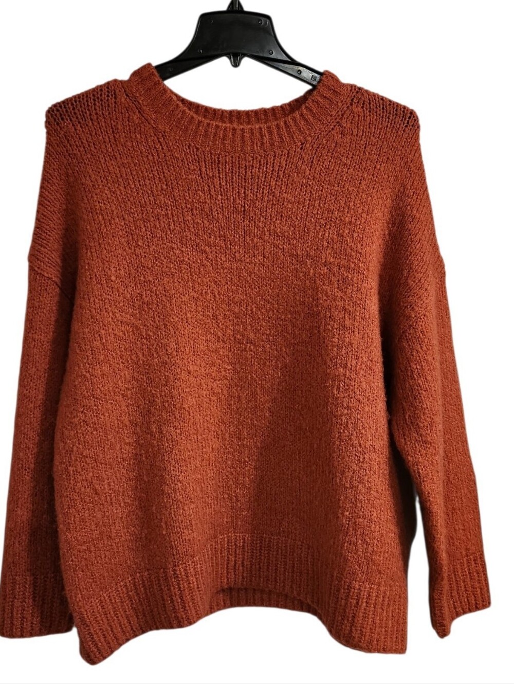 Sage The Label Textured Chunky Knit Oversized Rust Sweater Sz M Cabincore Wool